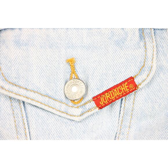 Vintage Jordache Light Wash Harley Davidson Eagle Trucker Denim Jean Jacket - Picture 9 of 9